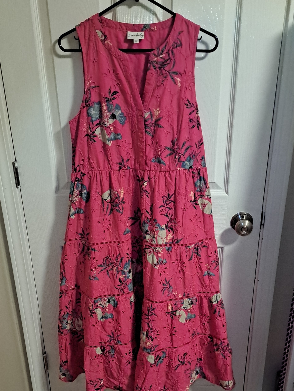 Wonderly Fuchsia Floral Tiered Maxi Dress